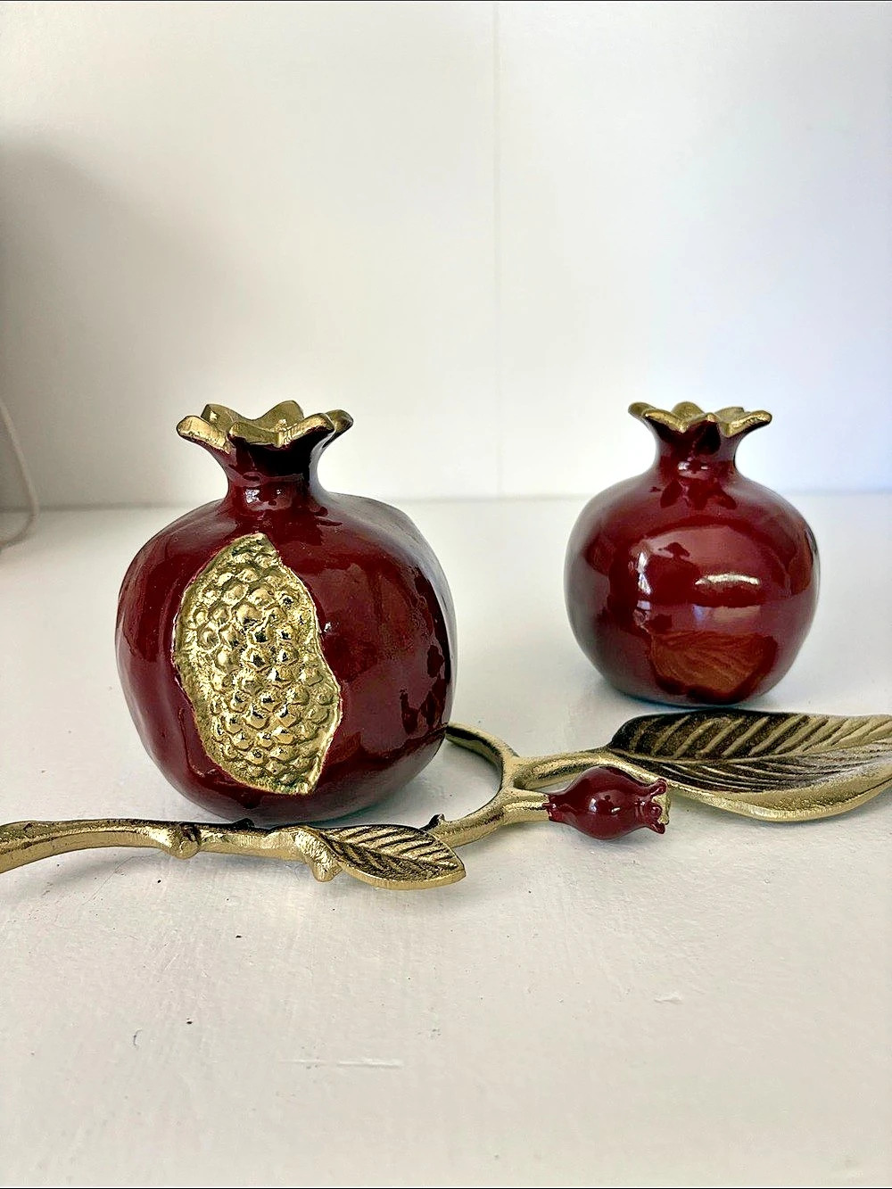 Decorative Pomegranate Branch Set in Red & Gold